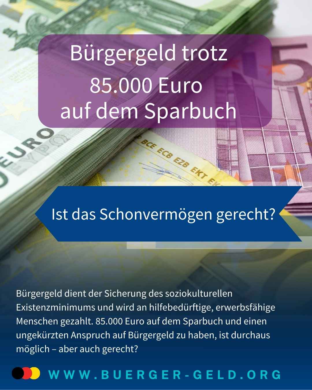 Bürgergeld trotz prall gefülltem Sparbuch: Ist das gerecht? 2 Bürgergeld trotz 85.000 Euro auf dem Sparbuch – Schonvermögen gerecht?