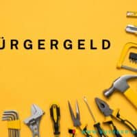 Was das Bürgergeld nicht ist! 4 Werkzeuge liegen im Kreis nebeneinander; in der Mitte steht "Bürgergeld"