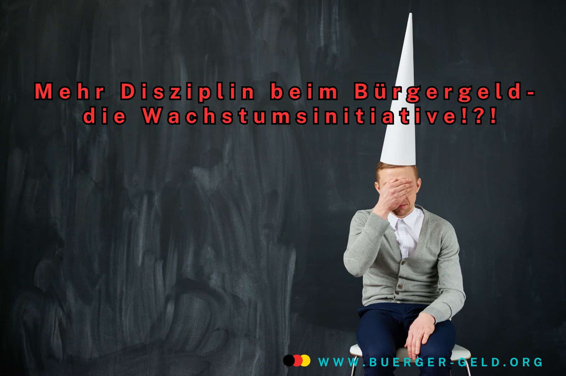 Bürgergeld: Jobcenter setzen Ein-Euro-Jobs für Verweigerer durch? 2 Mann hat spitzen Hut auf und hält Hand vor Gesicht und sitzt vor einer Tafel