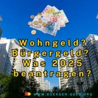 Wohngeld oder Bürgergeld - was ist besser? 5 Hochhäuser mit Geld am Himmel