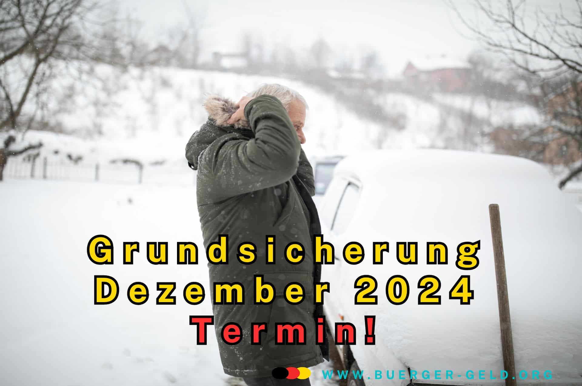 Grundsicherung Auszahlung Dezember 2024 - die Plus-Rente 2 Rentner setzt sich Kapuze im Schnne auf