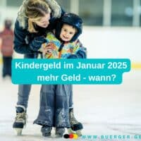 Kindergeld Januar 2025: Auszahlung, Tabelle, Termin 4 großes und kleines Kind fahren Schlittschuhe