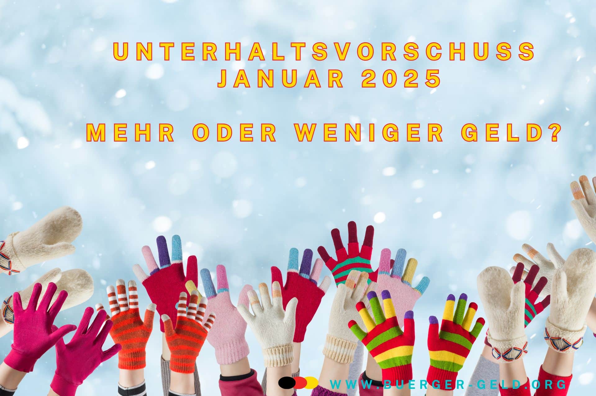Kinderhände im Schnee mit Handschuhen