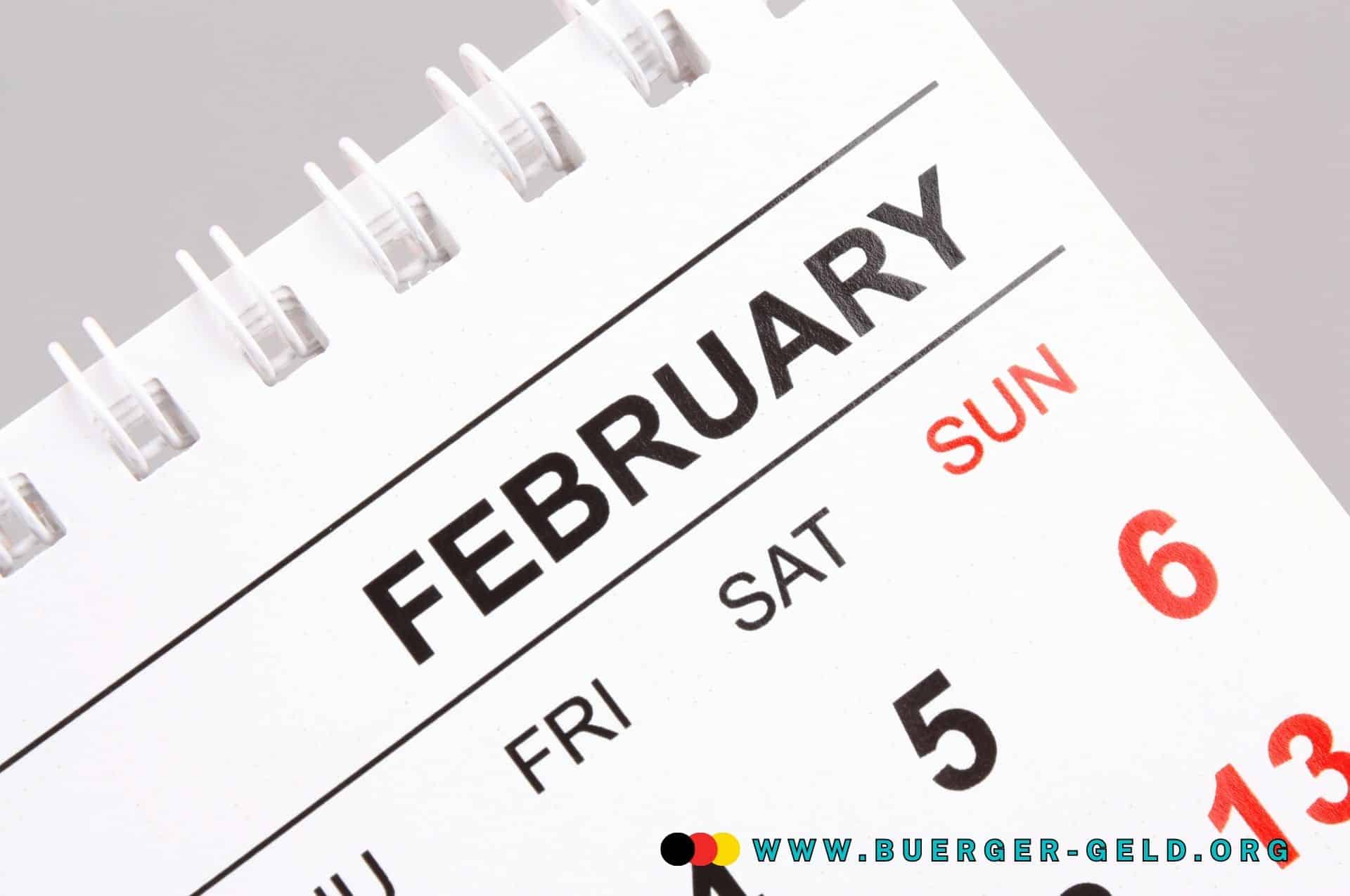 Ein Kalenderblatt vom Monat Februar