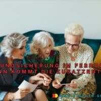 Grundsicherung Februar 2025: wann die Zusatz-Rente ausgezahlt wird 4 ältere Frauen sitzen auf dem Sofa und freuen sich