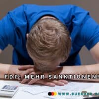 Bürgergeld Sanktionen, Arbeitspflicht: FDP will Verschärfung vor der Wahl 2025 4 Mann mit gesenkten Kopf am Tisch über Rechnungen