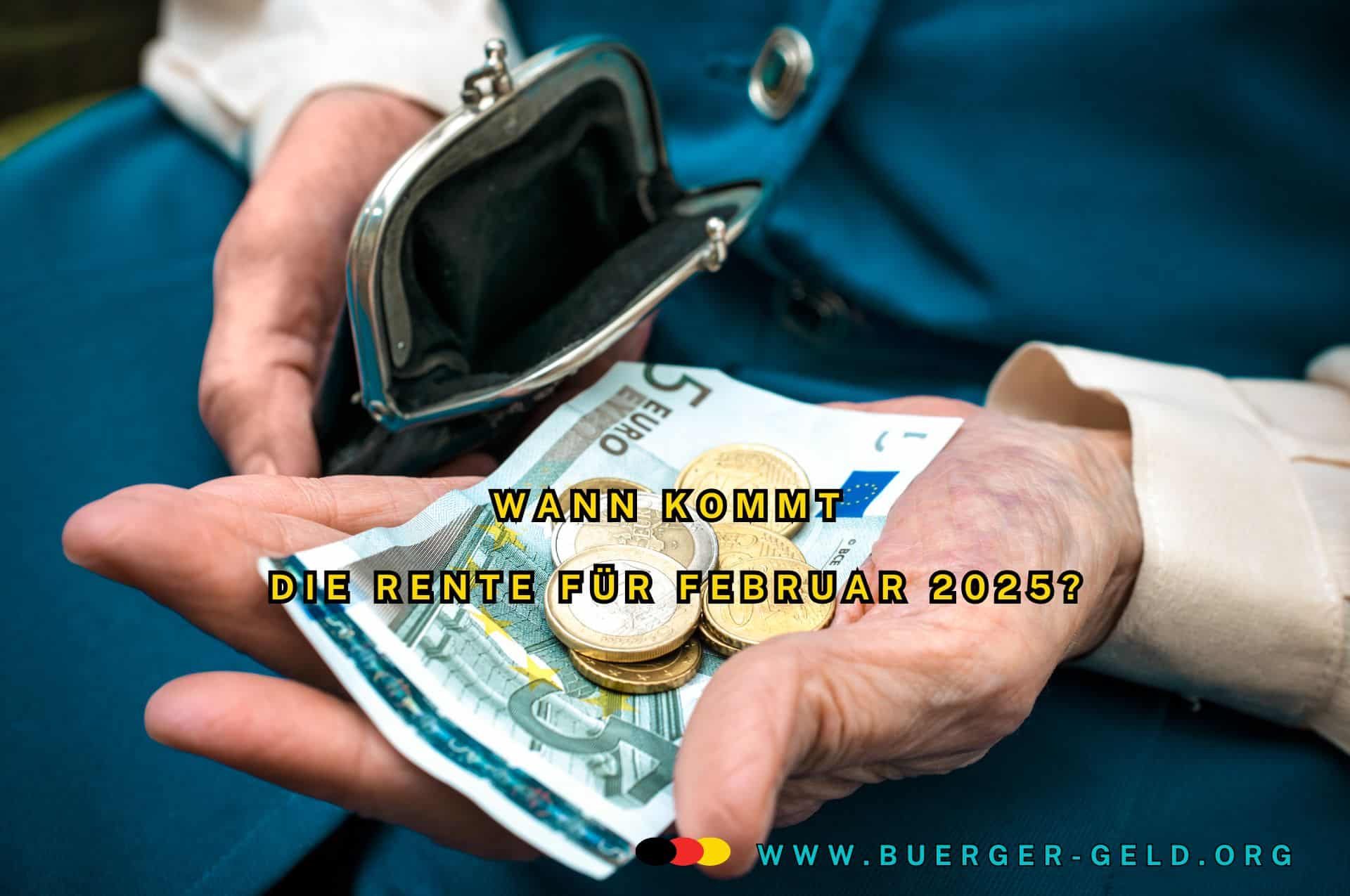 Rente Februar 2025: Termin der Auszahlung für Rentner 2 Euro-Schein und Münzen in Hand einer älteren Person