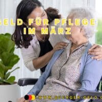 Pflegegeld März 2025: Auszahlung, Termin, Höhe 4 junge Frau umarmt ältere Frau im Rollstuhl