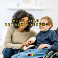 Mehr Bürgergeld für Menschen mit Behinderung als Mehrbedarf 2025 5 Frau kniet neben Kind im Rollstuhl