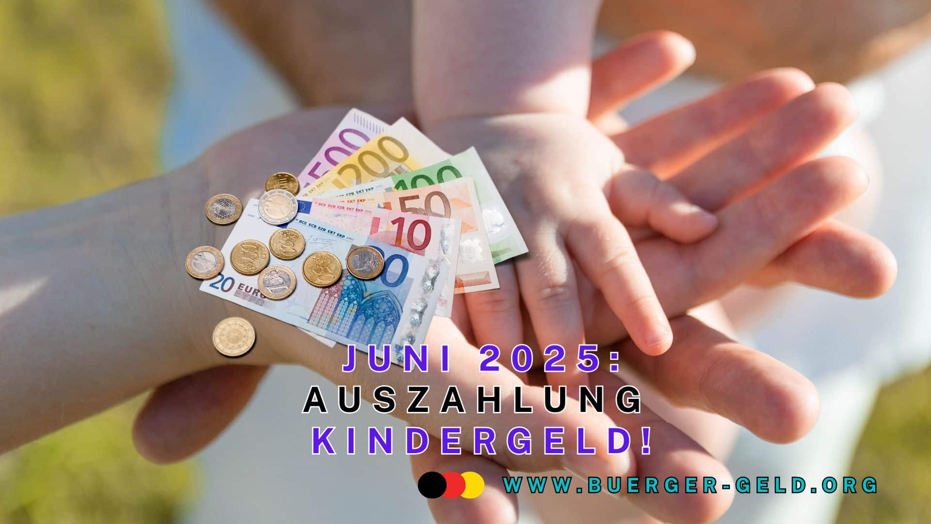 Eltern- und Kinderhände halten Euro