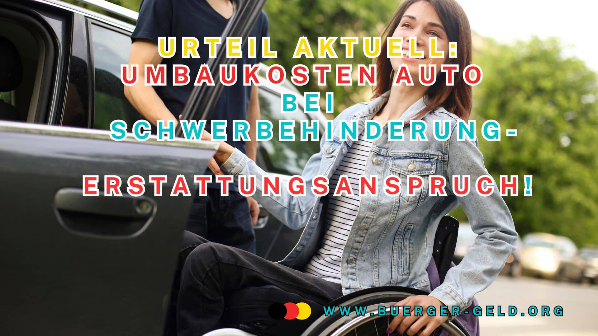 Frau in Rollstuhl steigt in Auto ein