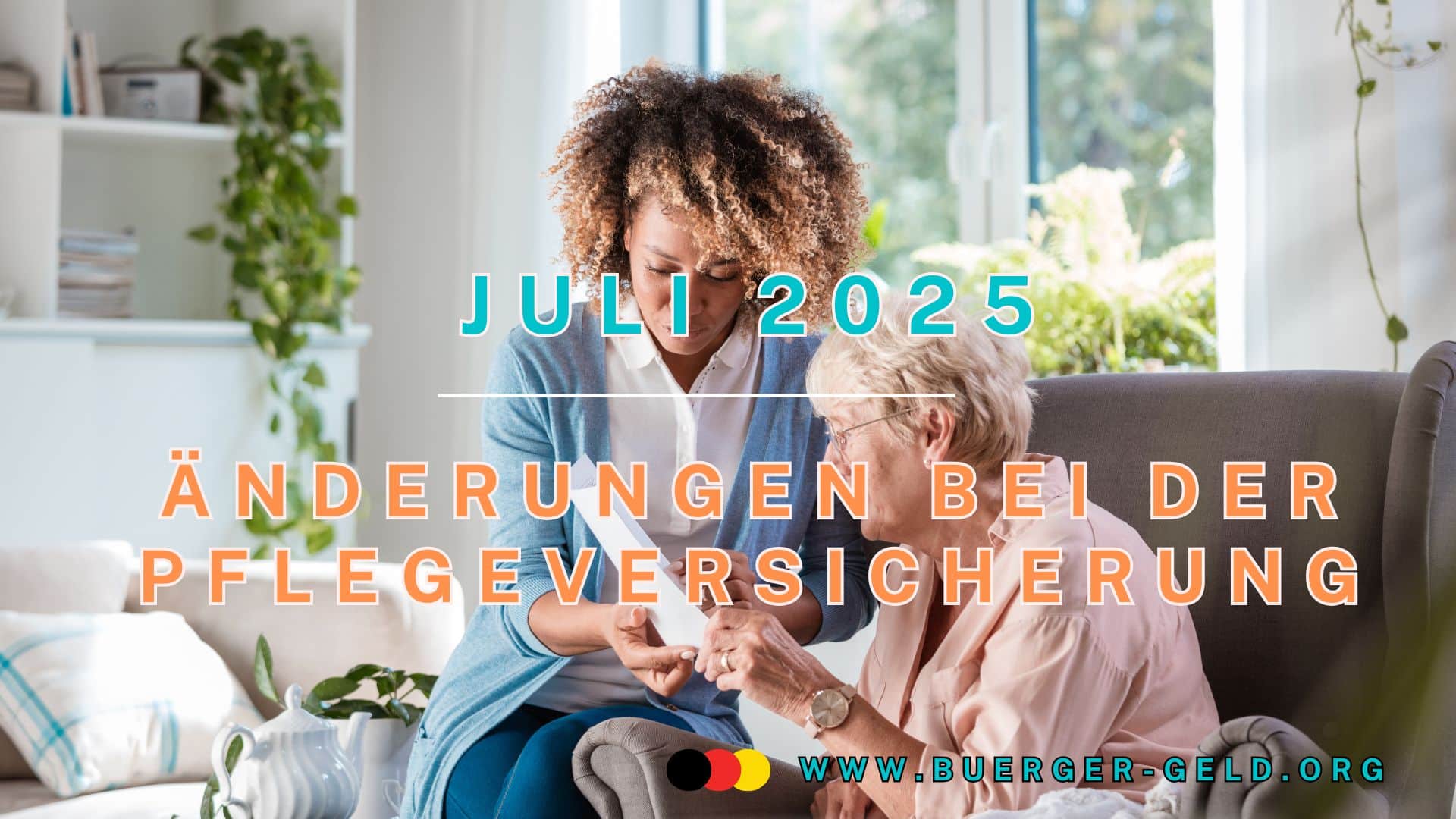 junge Frau hilft älterer Frau beim Lesen