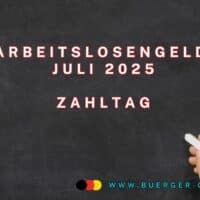 Auszahlung Arbeitslosengeld im und für Juli 2025 – Alle Termine und Infos 5 leere Tafel mit Hand, die Kreide hält