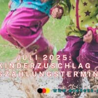 Kinderzuschlag Auszahlung und Termin Juli 2025 – Alles auf einen Blick 4 zwei Kinder hüpfen in einer Pfütze