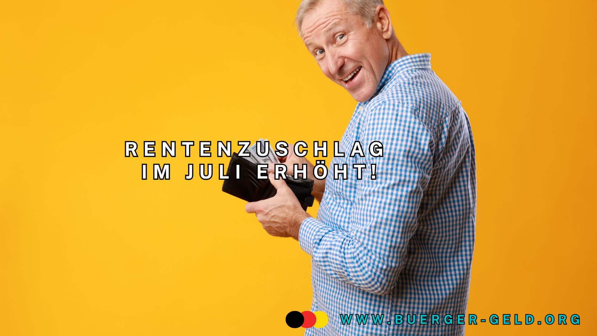 Senior lächelt mit Geldscheinen in der Börse