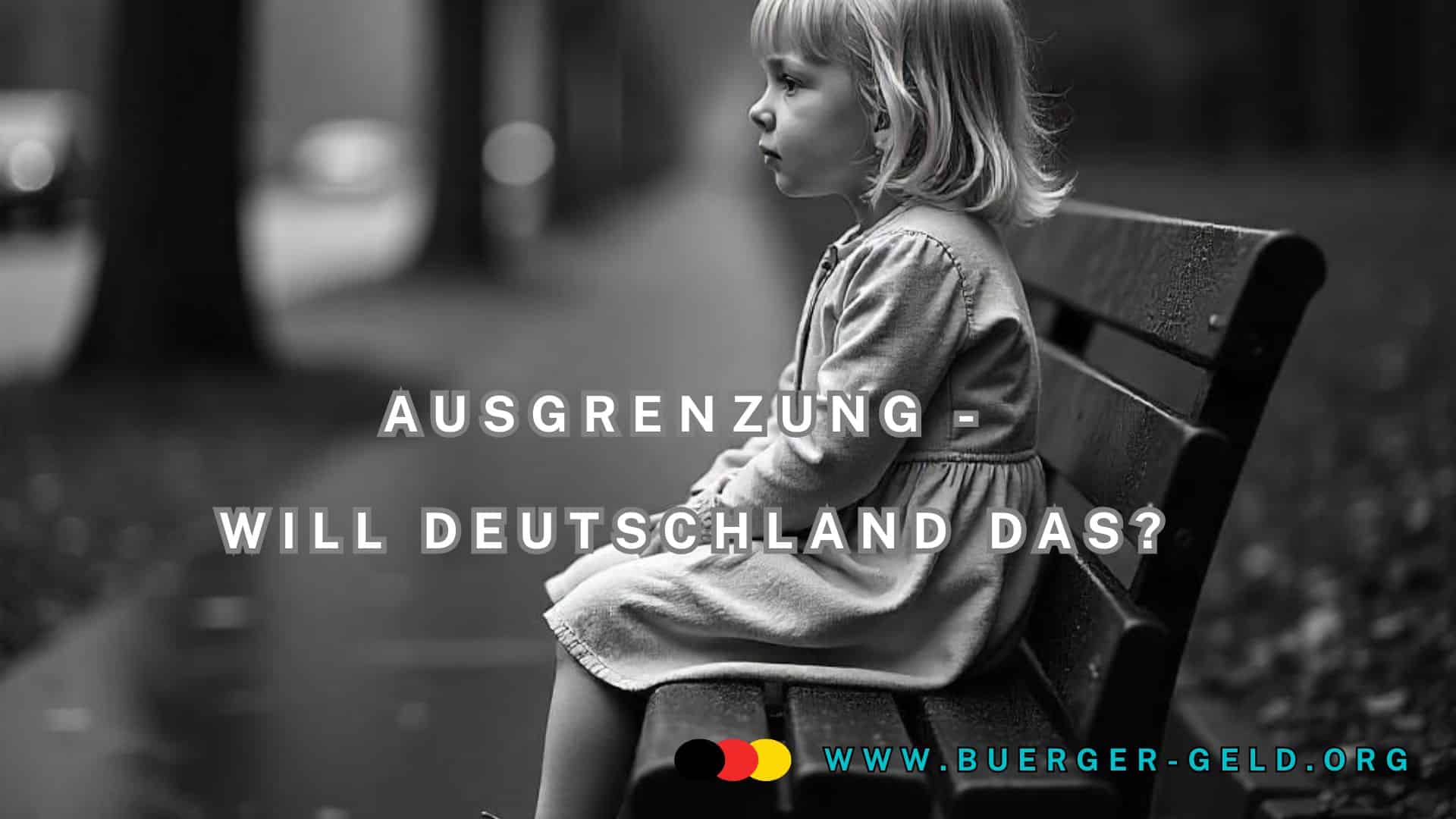 Kind sitzt allein und traurig auf Parkbank