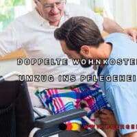 Pflegeheim statt Wohnung: So lange übernimmt das Sozialamt die doppelte Miete 4 Pfleger hilft älterem Mann im Rollstuhl im Pflegeheim