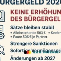 Wird das Bürgergeld 2026 erhöht? Worauf sich Bezieher einstellen müssen 5 Schautafel zur Bürgergeld Erhöhung 2025 mit Symbolen