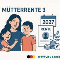 Mütterrente 3: Auszahlung erst ab 2028 laut Deutscher Rentenversicherung 4 Mutter nimmt 2 Kinder in den Arm (Zeichnung)