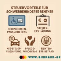 Schwerbehindert und in Rente: Diese Steuerfreibeträge werden oft übersehen 4 Schaubild mit Symbolen für Steuervorteile