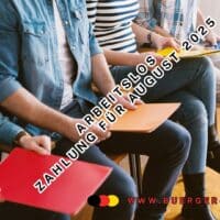 Arbeitslosengeld Auszahlung für August 2025 – bei steigenden Zahlen in Deutschland 5 3 Personen mit Unterlagen im Wartezimmer der Arbeitsagentur