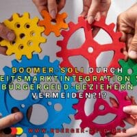 Bürgergeld-Bezieher besser integrieren – Boomer-Soli vermeiden? Neue Lösungsansätze für Rente & Arbeitsmarkt 4 farbige Zahnräder greifen ineinander