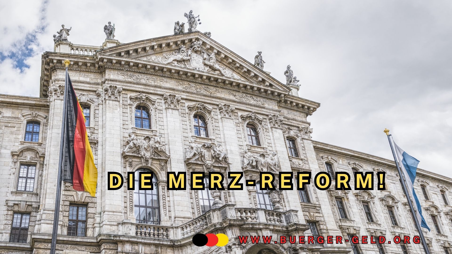 altes Geäude mit deutscher Flagge