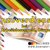 Rente, Bürgergeld, Arbeitslosengeld: Wie viel darf man 2025 hinzuverdienen? 4 Buntstifte markieren eine Grenze, die Hinzuverdienstgrenze um einen Euro Schein