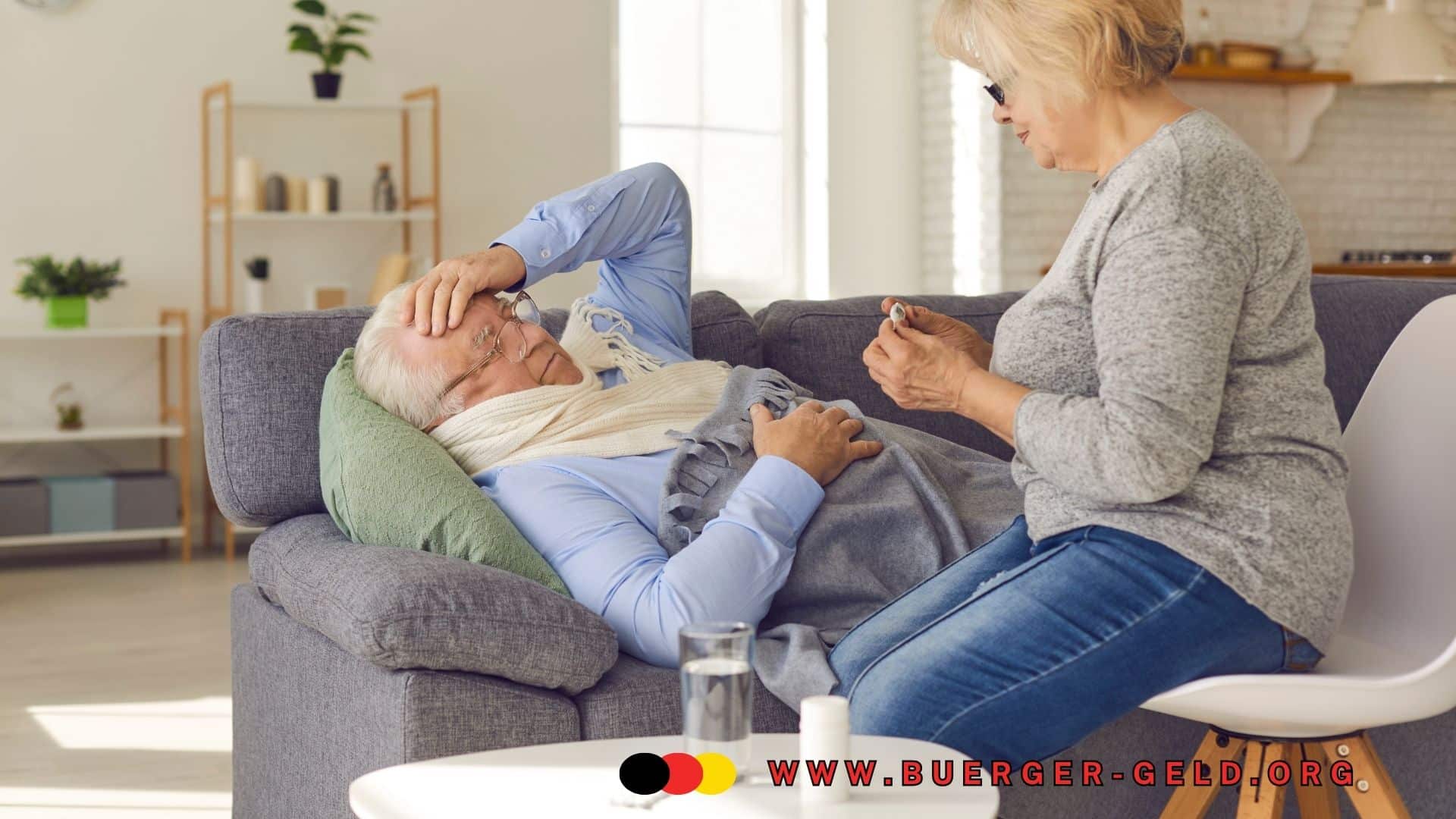 Ehefrau pfleget Ehemann zu Hause