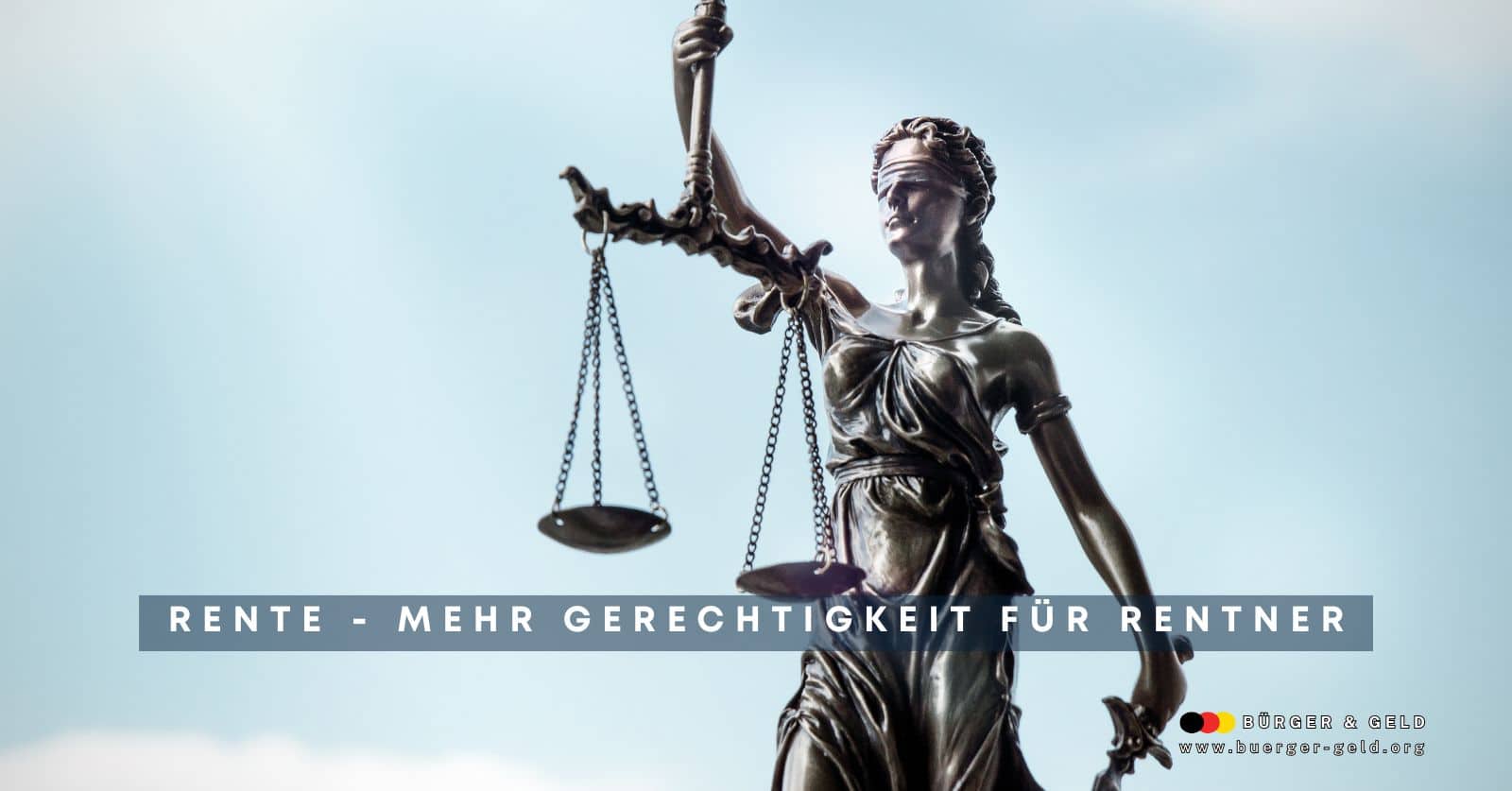 Die Waagschalen der Gerechtigkeit von Justizia für die Rente.