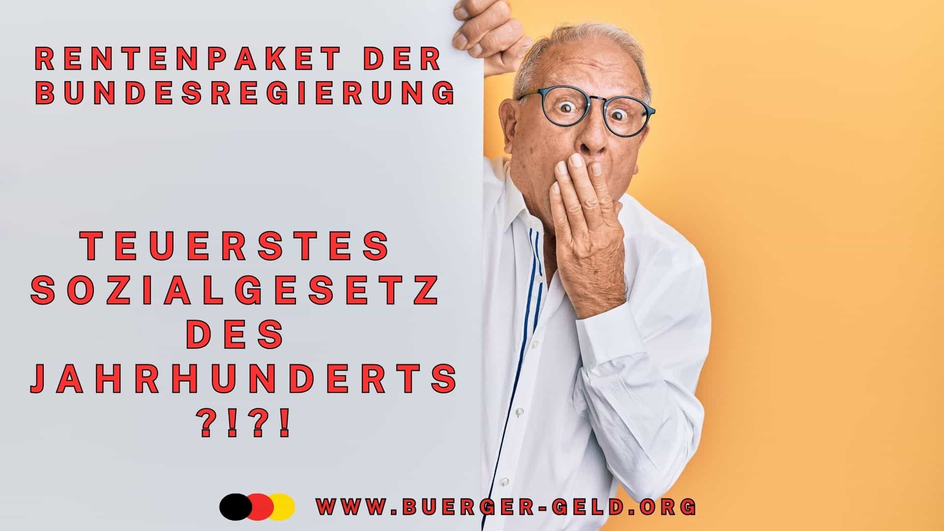 Rentner schaut erschrocken hinter Schautafel hervor