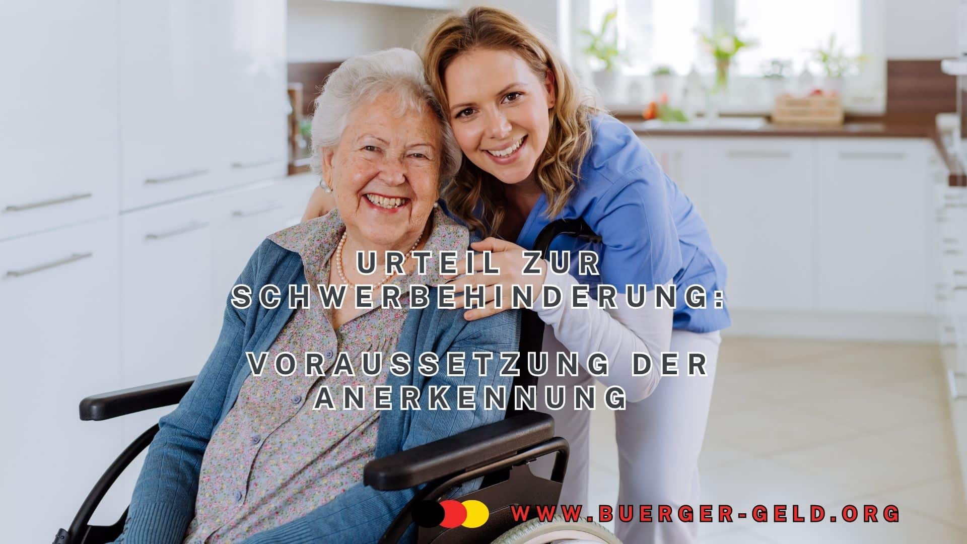 junge Frau umarmt ältere Frau im Rollstuhl