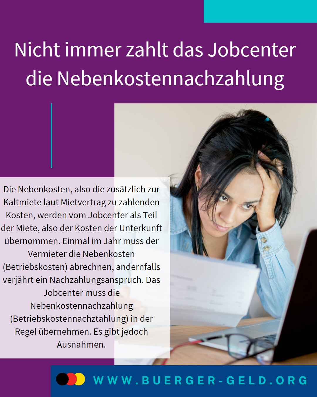 Bürgergeld: Nebenkostennachzahlung zahlt Jobcenter – nicht immer!