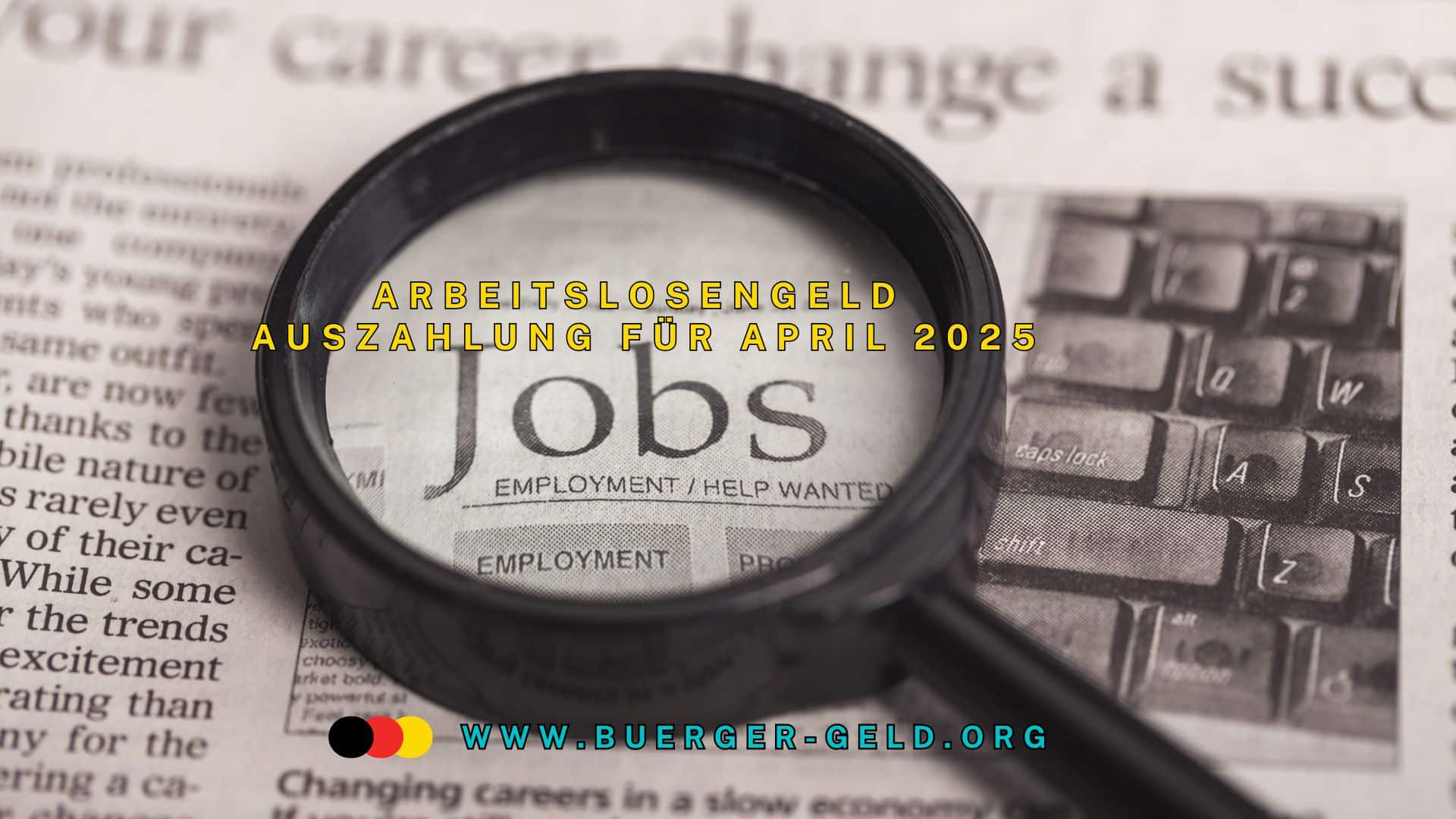Lupe auf Zeitung mit der Aufschrift "Jobs"