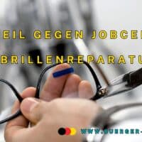 Brille wird mit Zange repariert