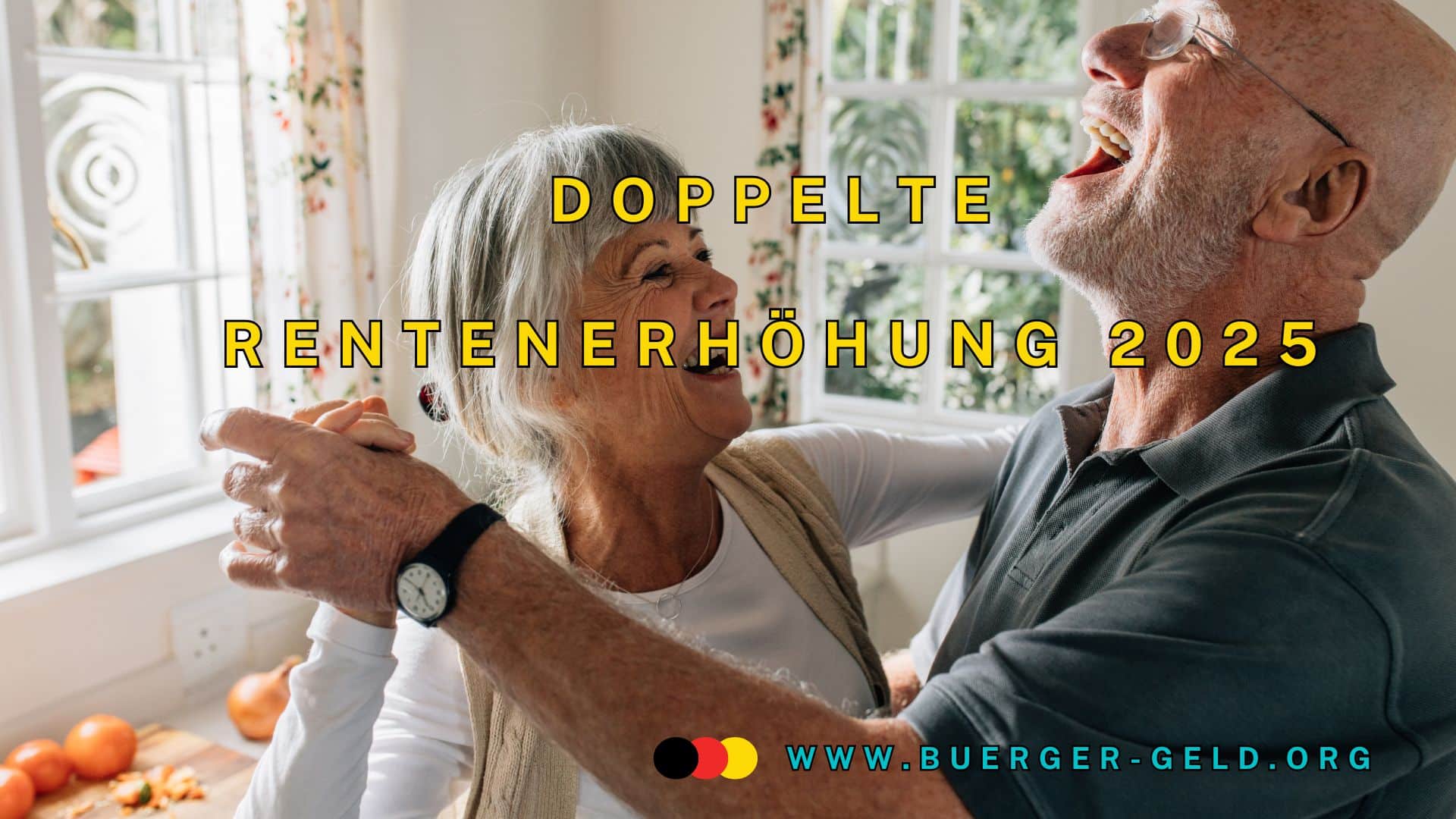 Seniorenpaar tanzt lachend