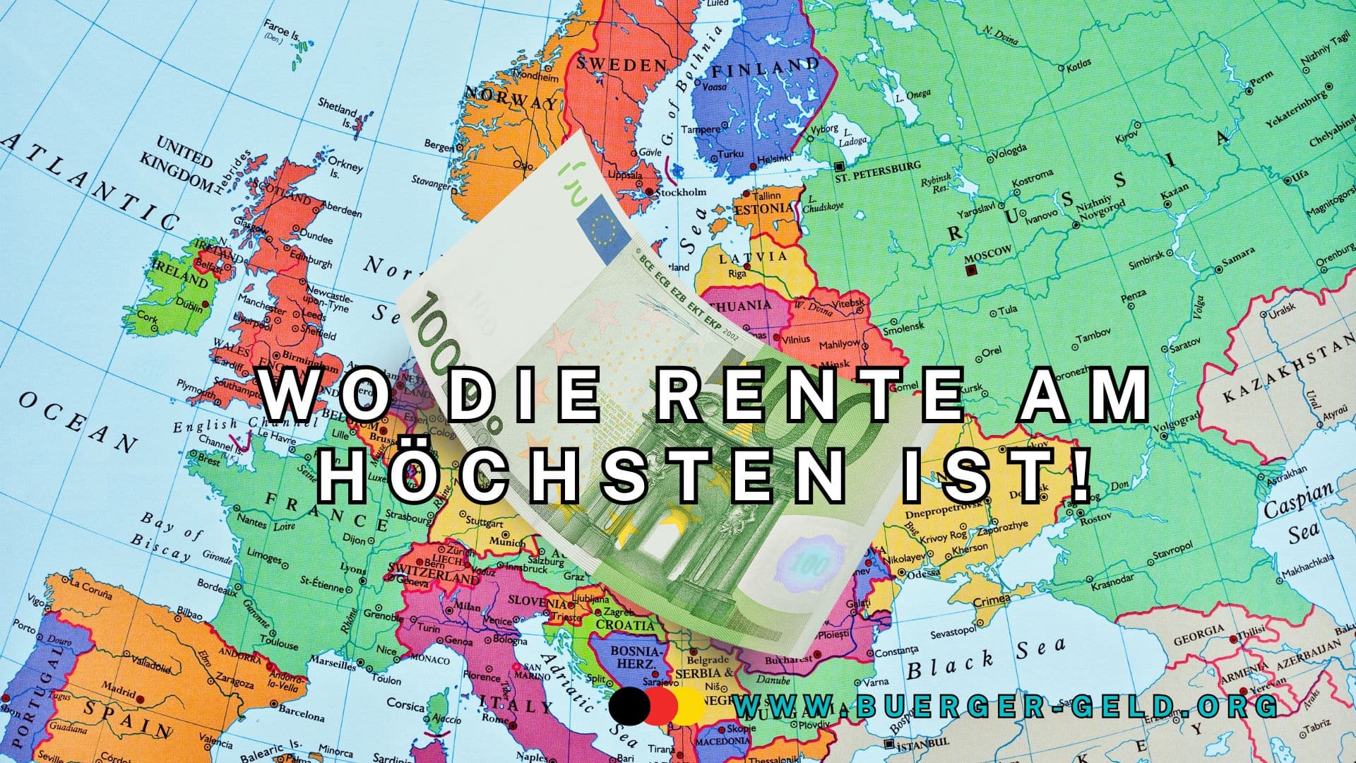 Europa-Karte mit 100 Euro Schein