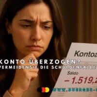 Eine Frau schaut verzweifelt einen Kontoauszug an