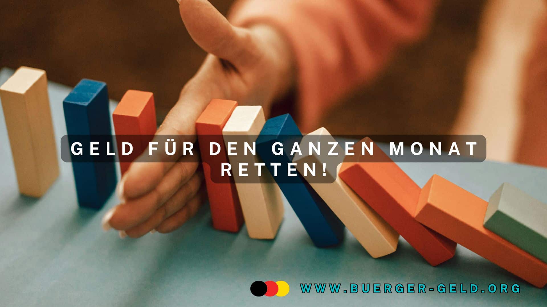 Hand unterbricht Kette fallender Dominosteine