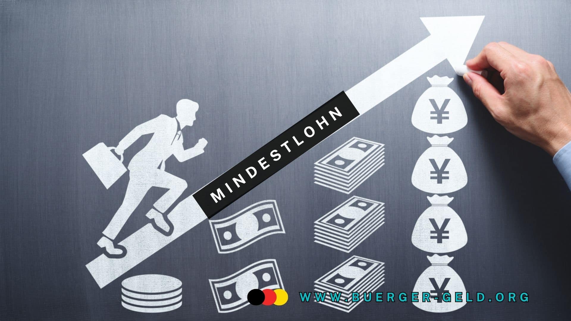 Pfleil nach obe, den Arbeitnehmer hinaufläuft