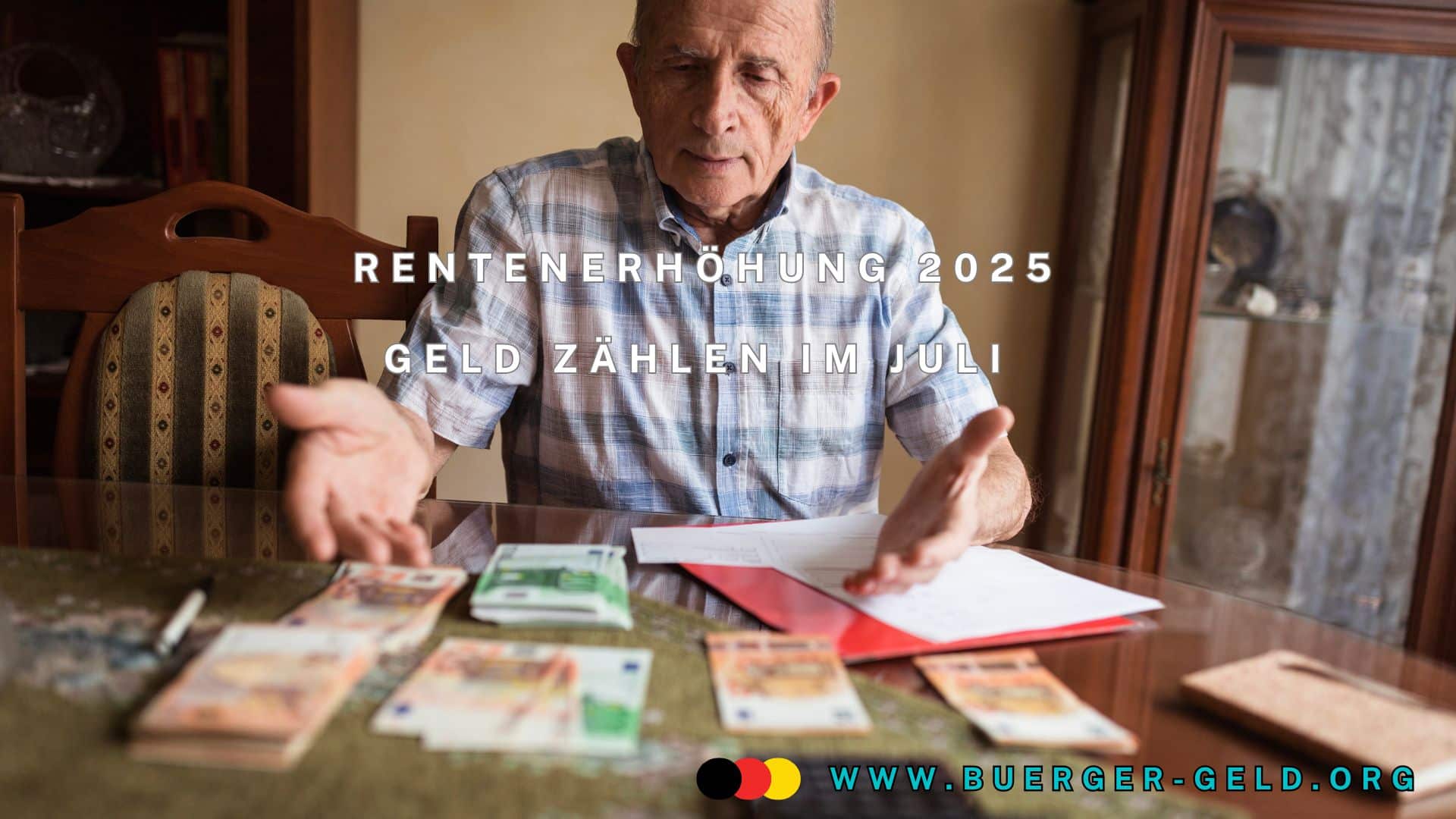 senior zählt Geld und schaut unzufrieden