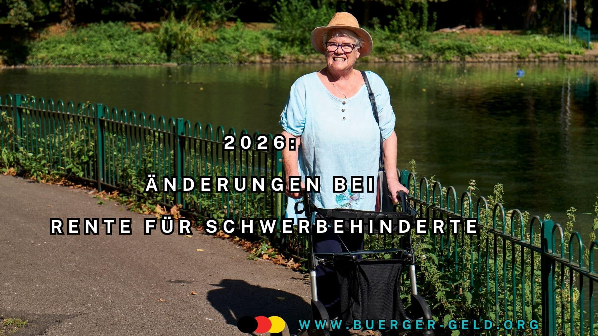 behinderte Frau mit Rollator