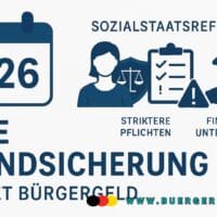 Zeichnung mit der Aufschrift: Neue Grundsicherung 2026