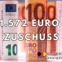 Mehrere aufrecht stehende, zusammengerollte 10-Euro-Banknoten, im Vordergrund eine deutlich sichtbare Zehn-Euro-Note, unscharfe Banknoten im Hintergrund – Symbolbild für Geld, Finanzen und Zuschüsse in Euro.