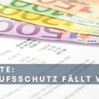 Symbolbild für Verlust des Berufsschutzes in der gesetzlichen Rente ab Jahrgang 1961: Euro-Geldscheine auf Rentenbescheid, Text „Rente: Berufsschutz fällt weg“ – Thema Erwerbsminderungsrente, finanzielle Einbußen und Rentenrecht.