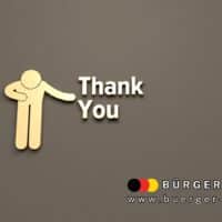 Gezeichnete Person macht Verbeugung neben den Worten Thank You