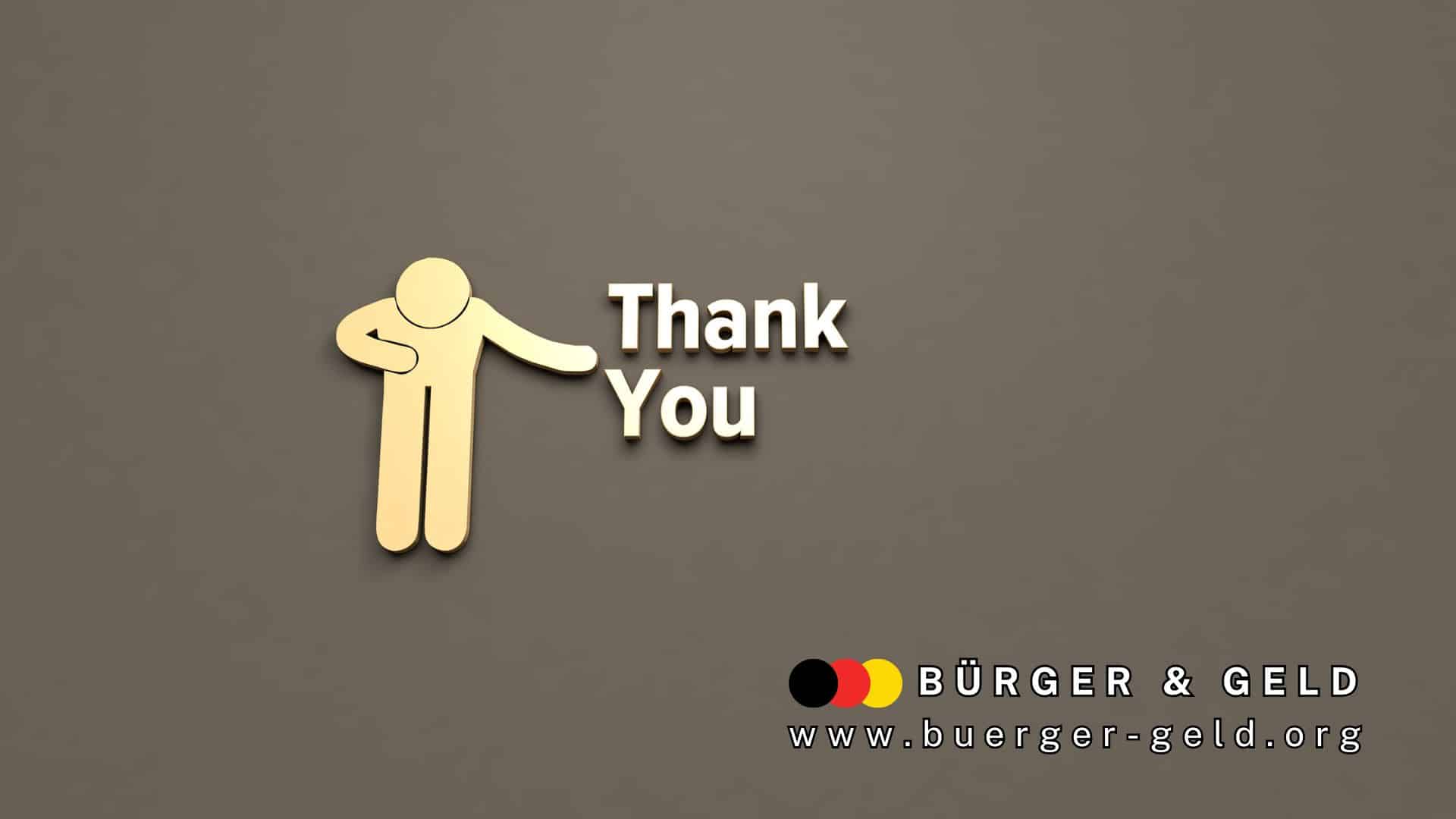 Gezeichnete Person macht Verbeugung neben den Worten Thank You