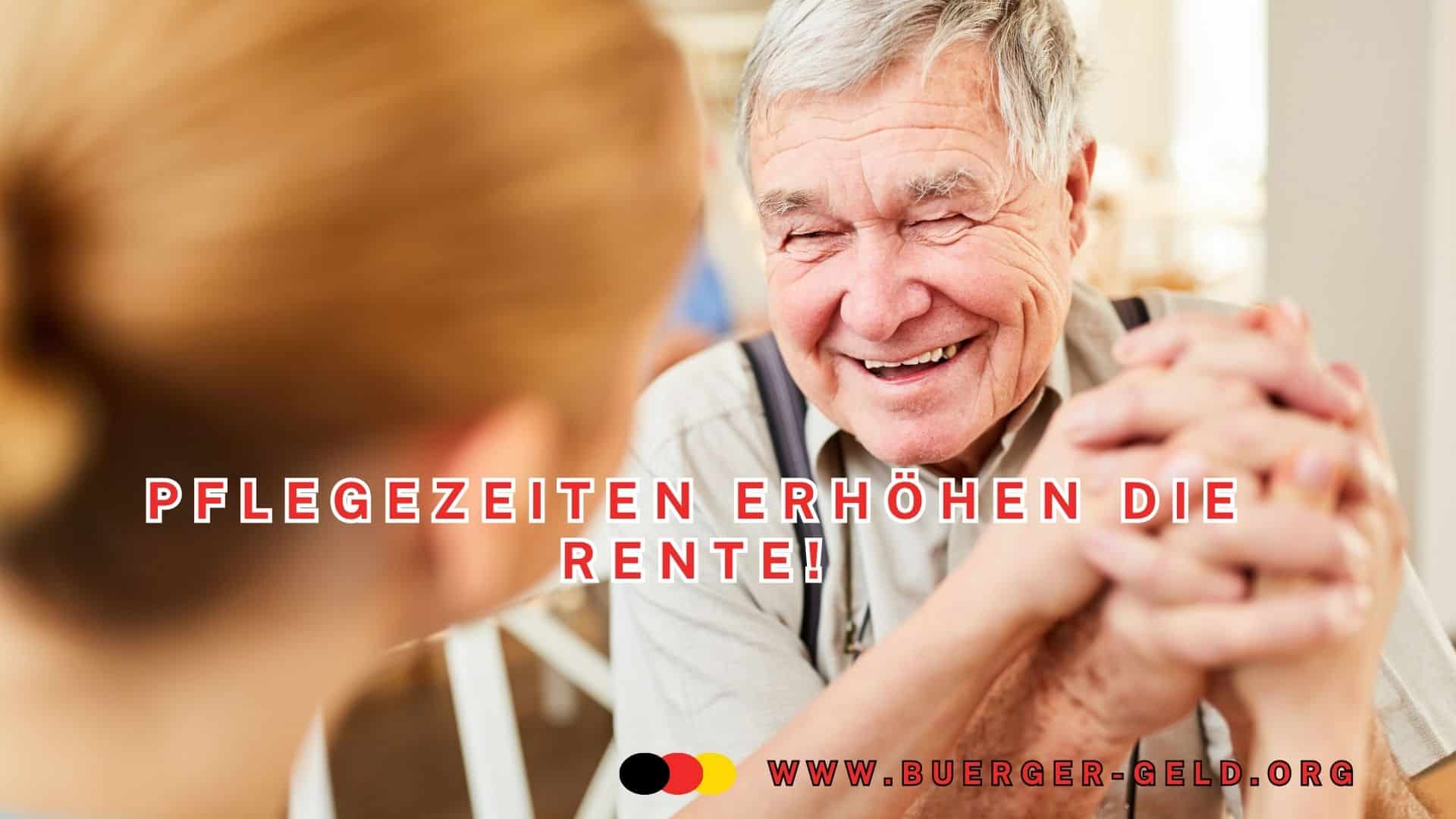 Rentner lächelt Pflegeperson an