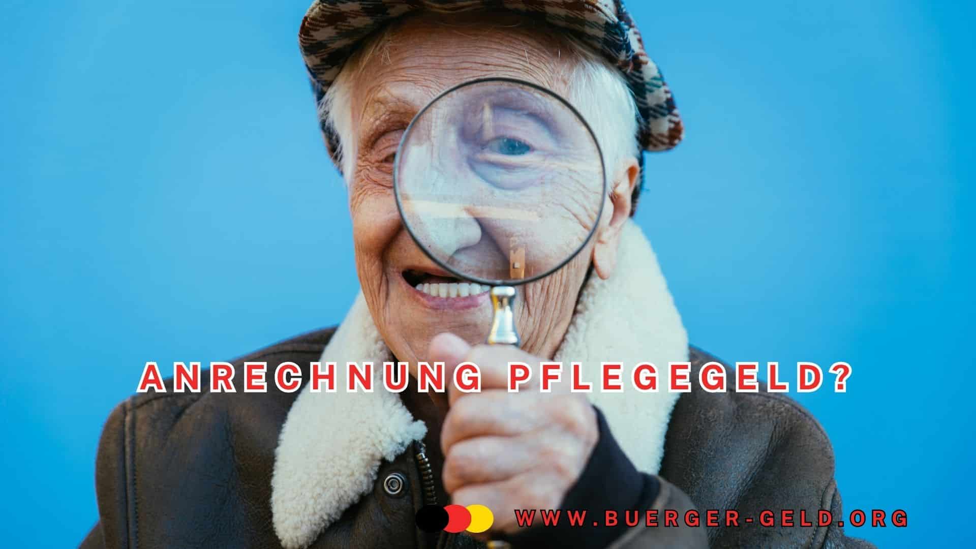 Rentner schaut durch Lupe