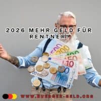 Rentner jubelt und hält Euros vor sich